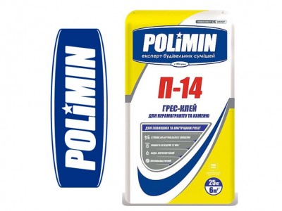 Polimin П-14 Клей для керамогранита и камня "Грес-клей", 25 кг