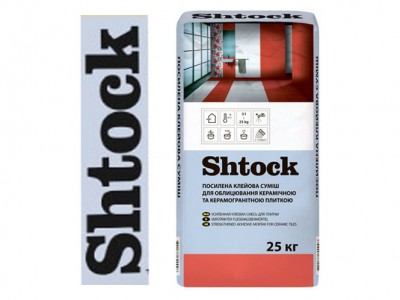 Shtock Усиленная клеющая смесь для облицовки керамической и керамогранитной плиткой, 25 кг